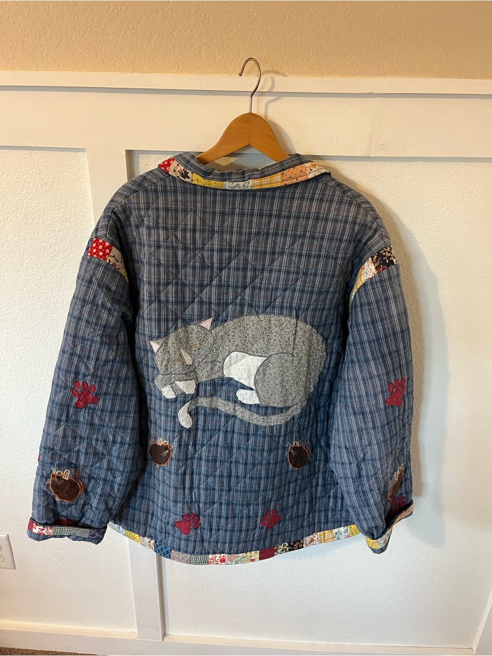 Vintage Patch Magic Group Cat Quilted Coat - Picture 7 of 10